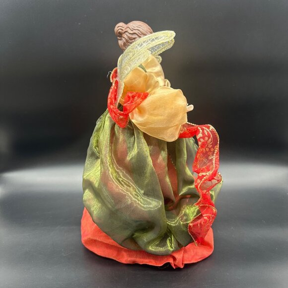 Vintage Christmas Angel Tree Topper 1999 May Department Store Red Green Gold - Picture 4 of 14